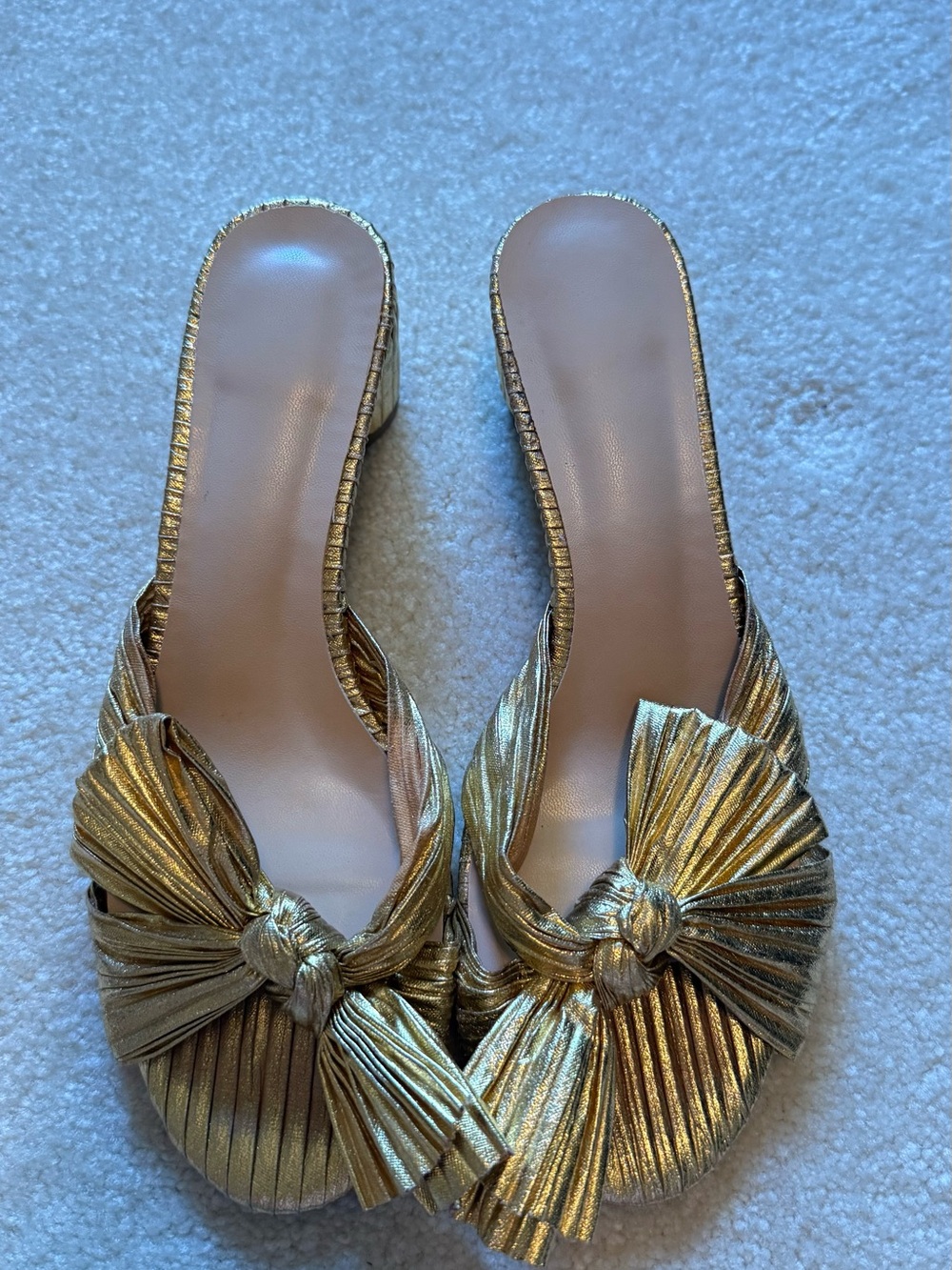 Gold Knot-Front Slip-On 1 Inch Heel for Women
